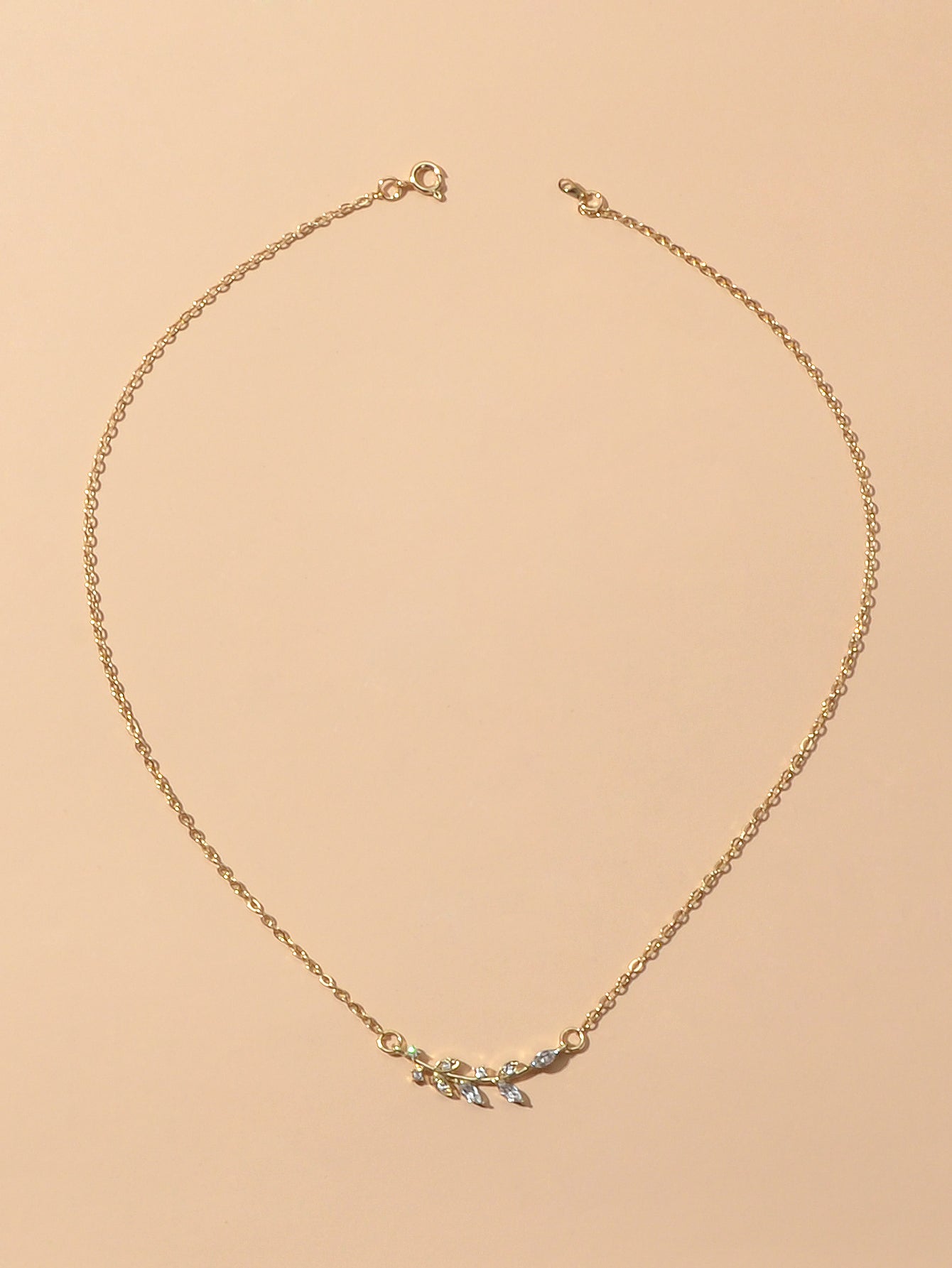 Shining Jewellery Rhinestone Decor Gold Silver Chain Leaf Charm Pendant Necklace