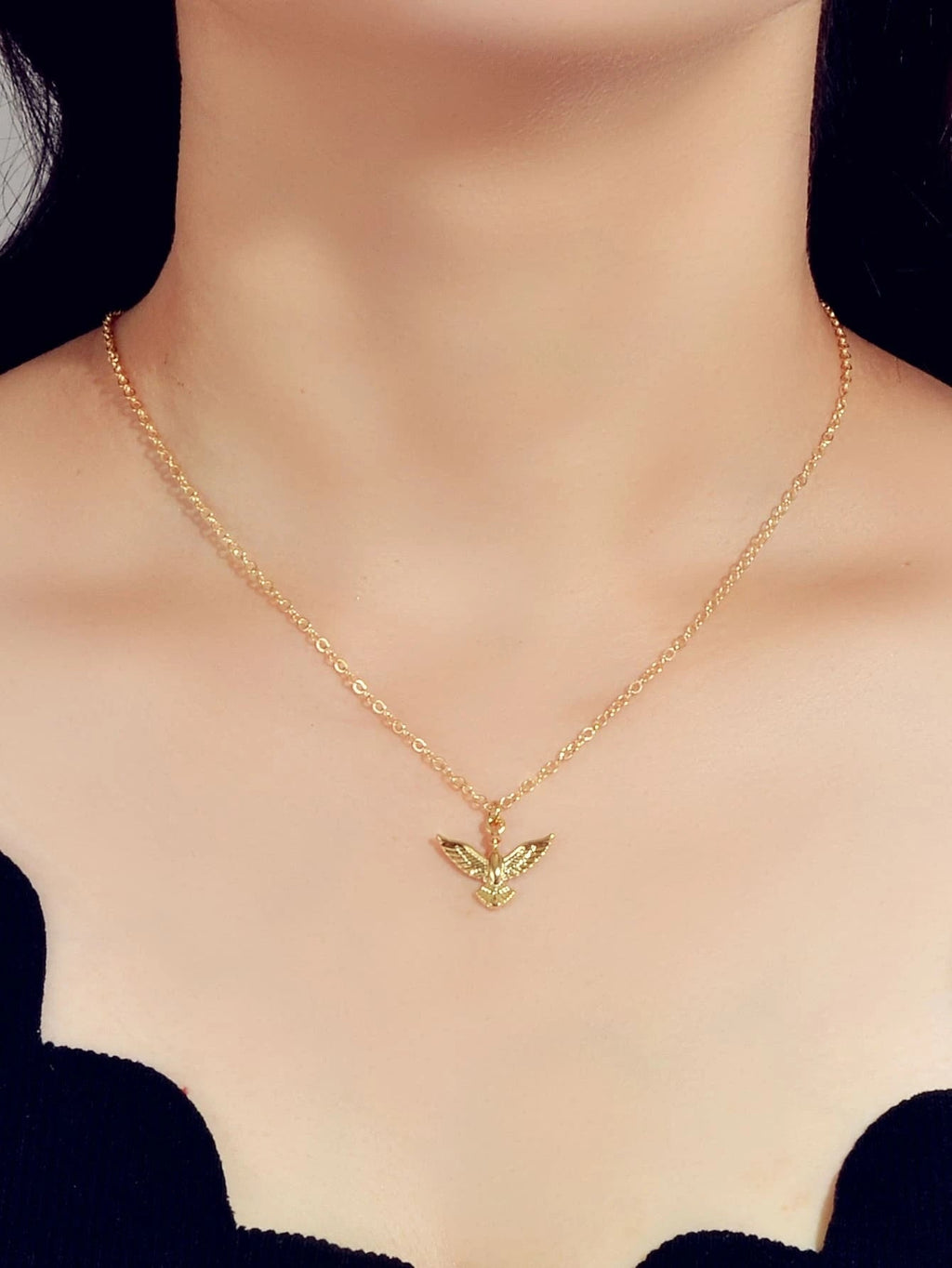 Fashion Accessories Minimalist Gold Chain Bird Pendant Necklace Women Jewellery-0