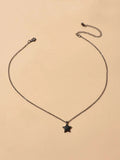 Fashion Rhinestone Jewellery Black Star Pendant Necklace Beautiful Choker Collar