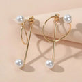 Fashion Jewellery Pearl Gold Circle Stud Curve Stud Earrings Ear Party Teen Gift