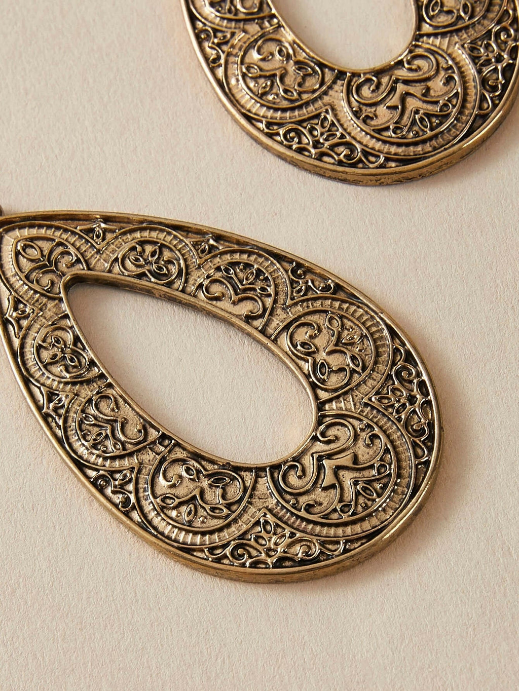 Tribal Ethnic Antique Gold Silver Carved Water Drop Big Earrings Boho Jewellery-2