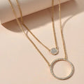 2 pcs Gold Silver Chain Rhinestone Round Circle Pendant Necklace Jewellery Gift
