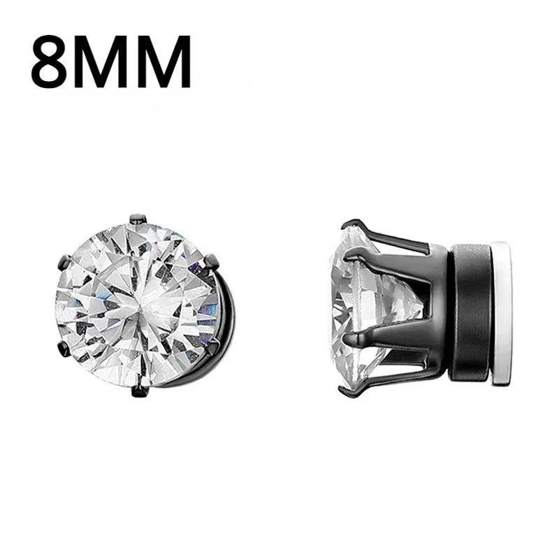 1 Pairs Crystal Strong Magnetic Ear Stud Clip Earrings for Men Women Punk Round Zircon Magnet Earrings Non Piercing Jewelry