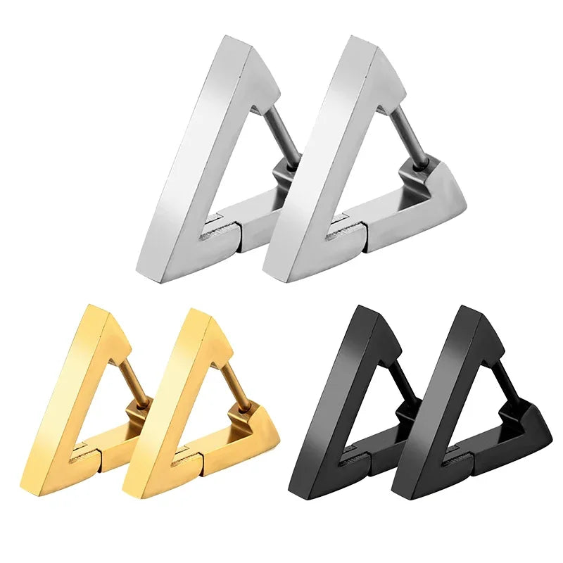 1 Pairs Punk Triangle Earrings - Unisex, Hypoallergenic Stainless Steel for Modern Style & Durability