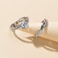 2pcs Luxury Women Band Simulated Diamond Silver Finger Wedding Engagement Ring