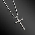 Punk Rock Titanium Steel Silver Long Chain Cross Pendant Necklace for Men Party