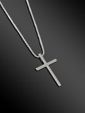 Punk Rock Titanium Steel Silver Long Chain Cross Pendant Necklace for Men Party