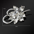 Luxurious Women Rhinestone Pearl Decor Silver Flower Bouquet Brooch Shawl Pin
