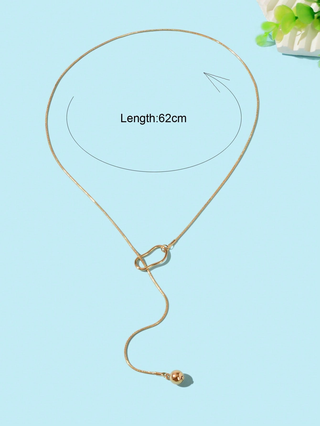 Gold Colour Geometric Y shape Pendant Necklace Women Party Minimalist Jewellery-4