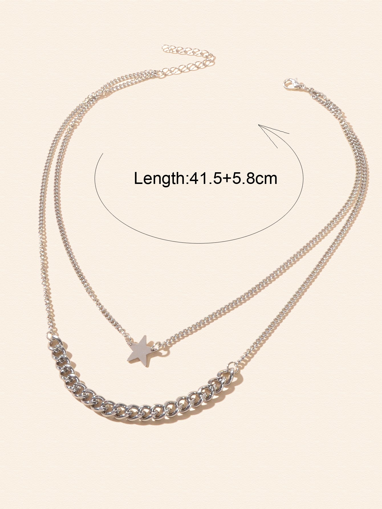Punk Rock Double layer Silver Chain Star Charm Necklace Women Party Jewellery-3