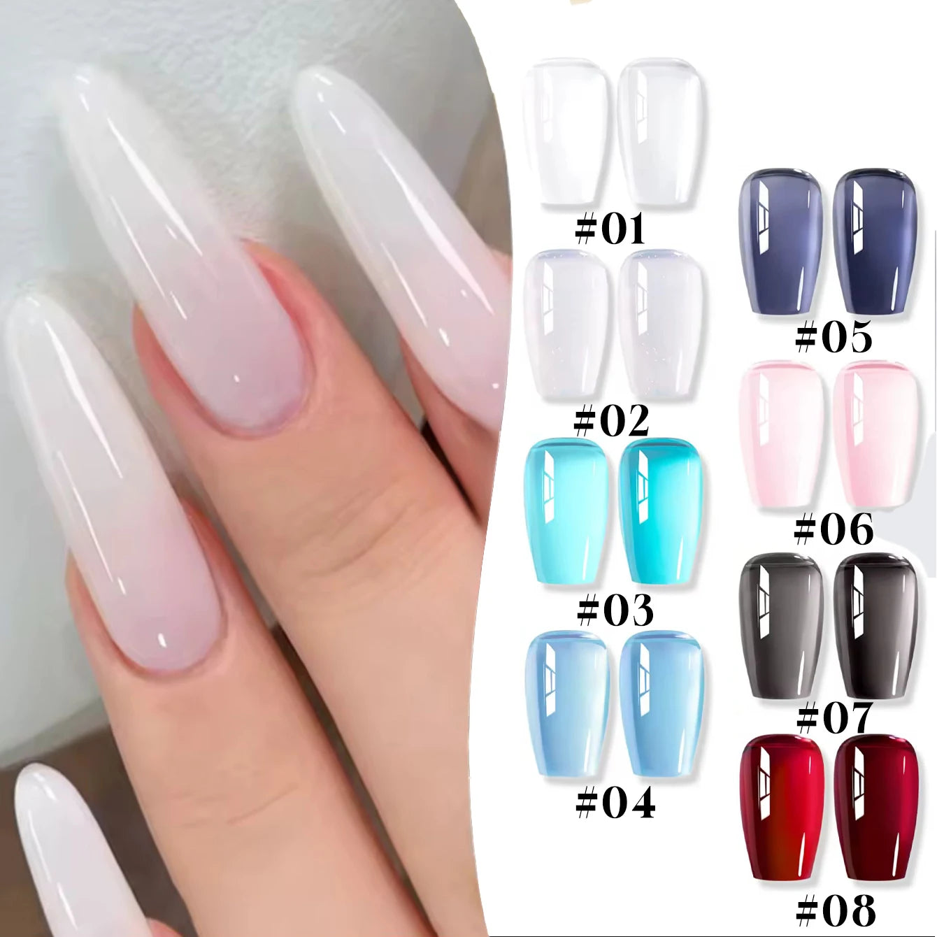 10ML 1-24PCS Milk White Jelly Gel Nail Polish Nail Art 2025 New Popular Nail Supplies UV LED Light Nails Autumn Nails
