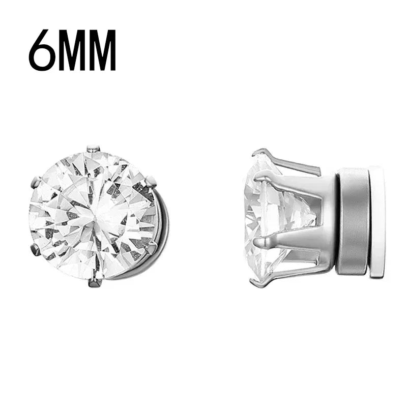 1 Pairs Crystal Strong Magnetic Ear Stud Clip Earrings for Men Women Punk Round Zircon Magnet Earrings Non Piercing Jewelry