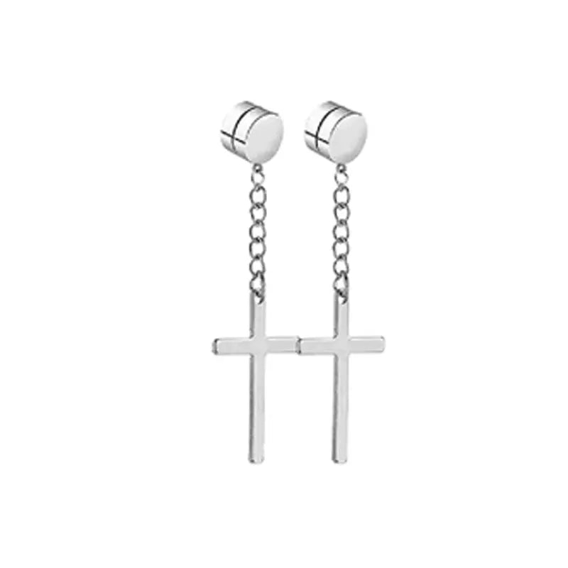 1-10 pairs of men's fashionable ear hole free magnet zircon stainless steel false earring set