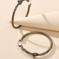 Punk Vintage Rhinestone Antique Gold Snake Big Hoop Earrings Hip Hop Jewellery