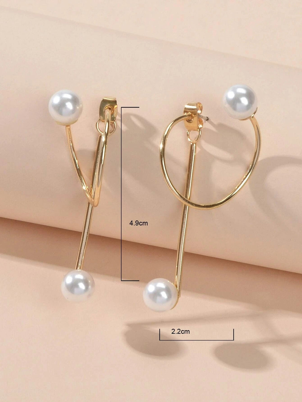 Fashion Jewellery Pearl Gold Circle Stud Curve Stud Earrings Ear Party Teen Gift-4