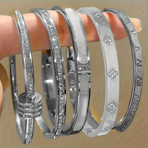 18K Gold Plated Roman Numeral Stainless Steel Bracelet