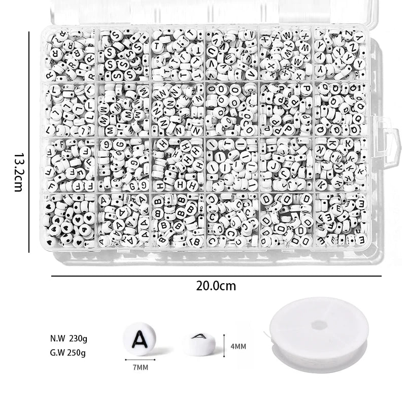 24 Grids High Quality Acrylic 26 English Letter Round Bead Box DIY Children's Early Education Handmade Bead Set