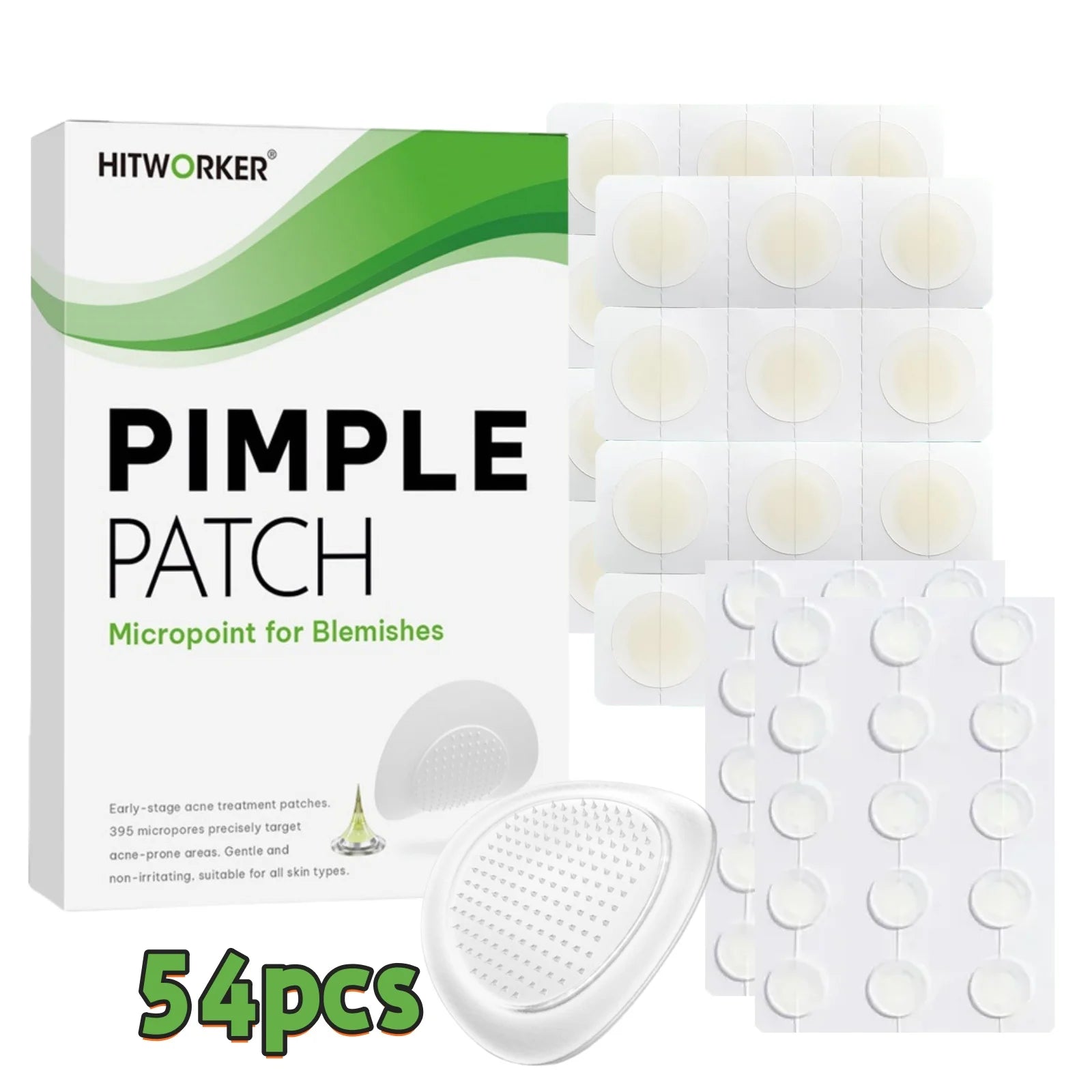 27/54/81-Piece HITWORKER Acne Patches - Infused with Salicylic Acid, Tea Tree Oil & Calendula Oil | For Acne & Blemishes, Residu