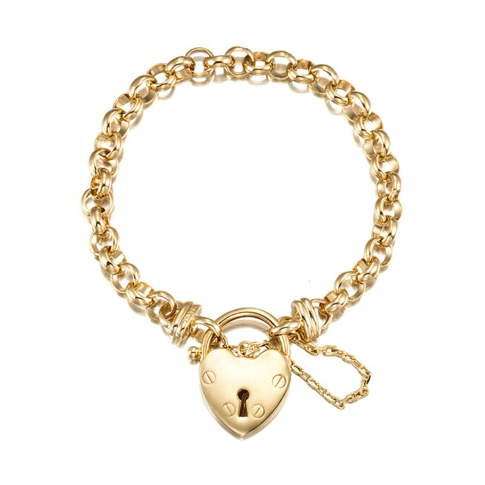 18ct Heavy Yellow Gold Plated 6mm Belcher Chain Bracelet Featuring a Plain Locket- USA Made-4