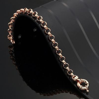 18ct Heavy Rose Gold Plated 6mm Belcher Chain Bracelet with Bolt Clasp - USA Made-3