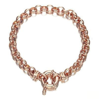 18ct Heavy Rose Gold Plated 6mm Belcher Chain Bracelet with Bolt Clasp - USA Made-2