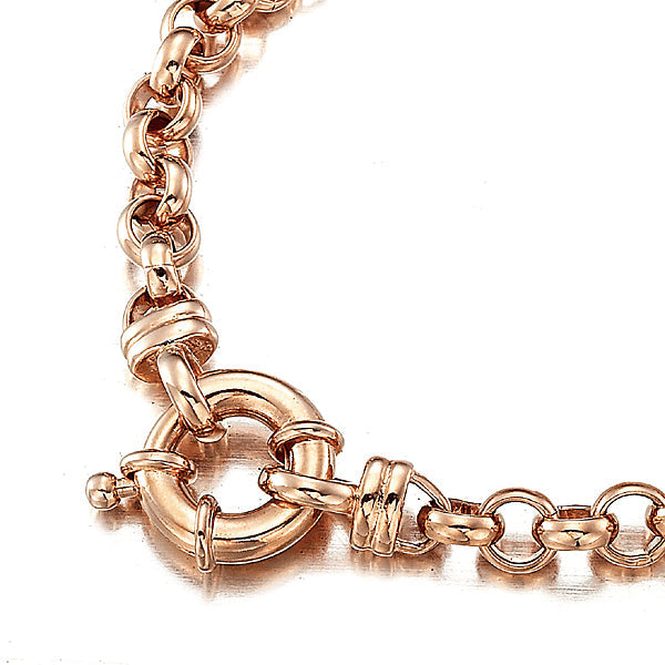 18ct Heavy Rose Gold Plated 6mm Belcher Chain Bracelet with Bolt Clasp - USA Made-0