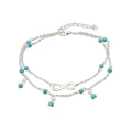 1 pc Double layer Chain Turquoise Infinity Anklet Barefoot Foot Beach Jewellery