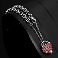 Solid 925 Sterling Silver Belcher Heart Locket Bracelet Featuring 44 Red Crystals by Swarovski®