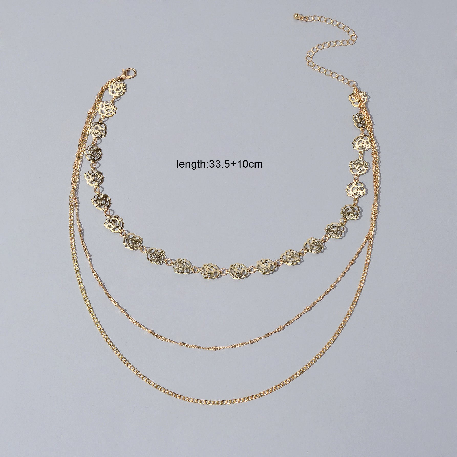 Multi-layer Gold Chain Flower Collar Necklace Ladies Fashion Party Accessories