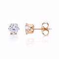 18ct Heavy Rose Gold Plated & Simulated Diamond Stud Earring - USA Made