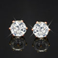 18ct Heavy Rose Gold Plated & Simulated Diamond Stud Earring - USA Made