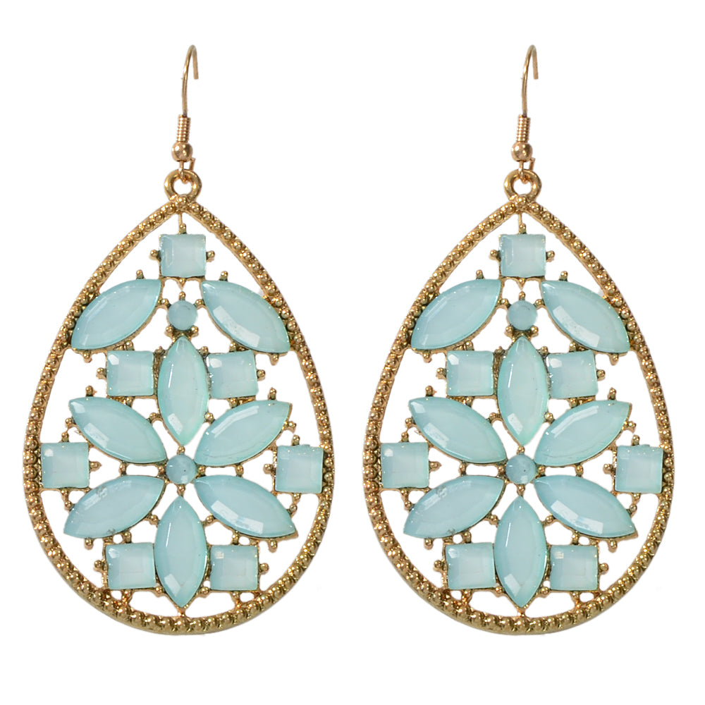 Ladies Jewellery Pink Green Acrylic Flower Water Drop Good Quality Earrings Gift-4