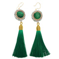 Green Cat's Eye Tassel Hook Earrings GE012
