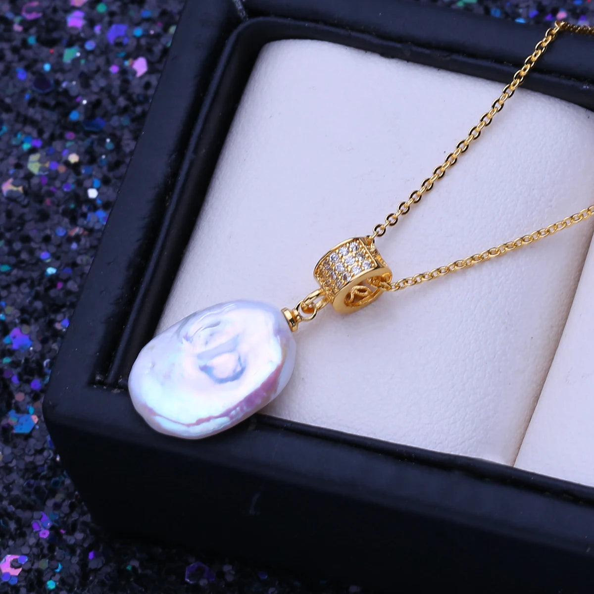 Designer Freshwater Big Baroque Pearl Necklaces in Gold-0