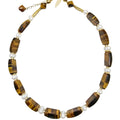 Rectangle Tiger Eye Stone With Freshwater Pearls Choker NN025