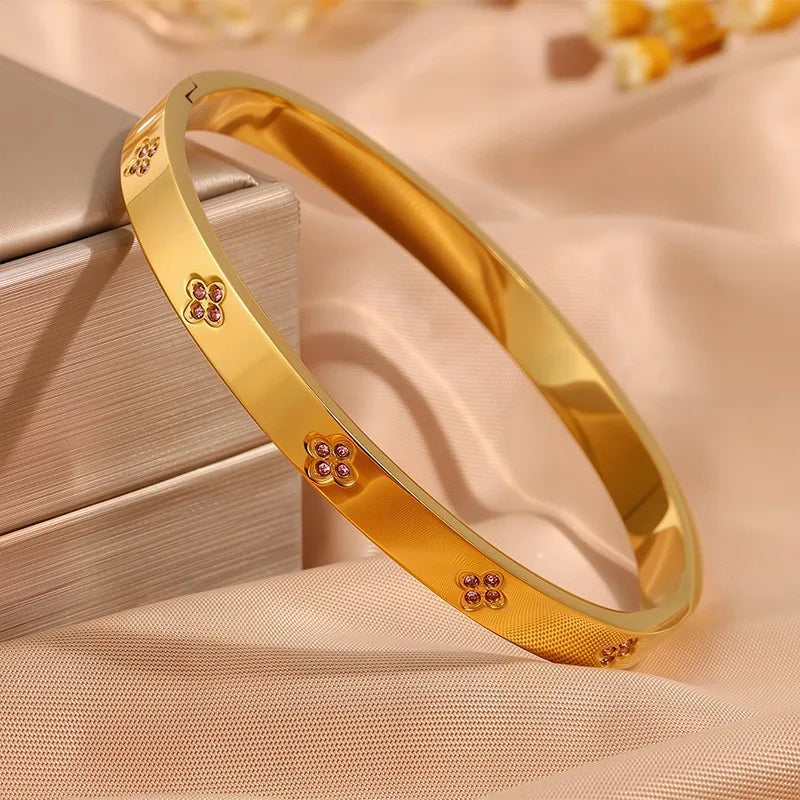 18K Gold Plated Roman Numeral Stainless Steel Bracelet