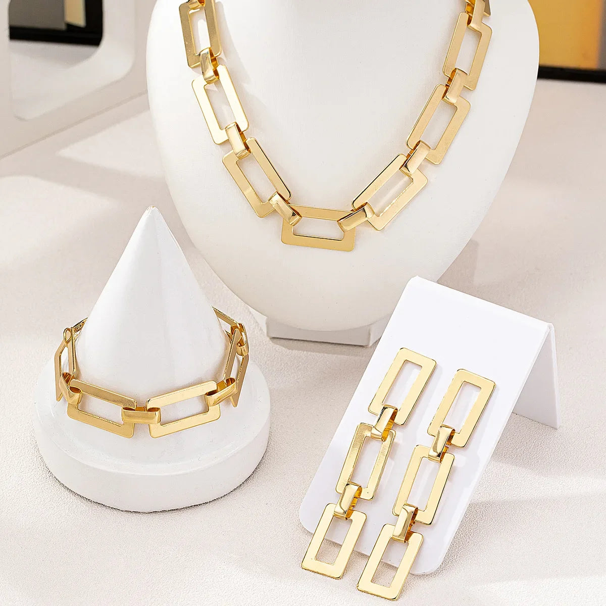 18K Gold Plated Modern Bar Jewelry Set