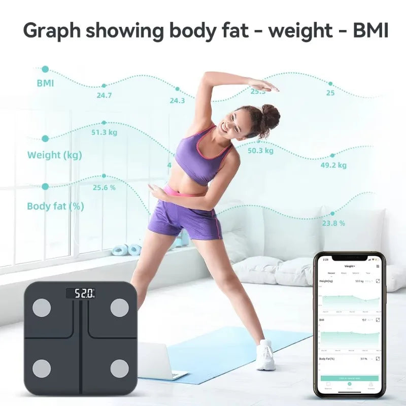 Digital Bmi Body Fat Weight Normal Bathroom Scales Floor Scales for Body Analyzer Connect Blue Tooth Weight Scale