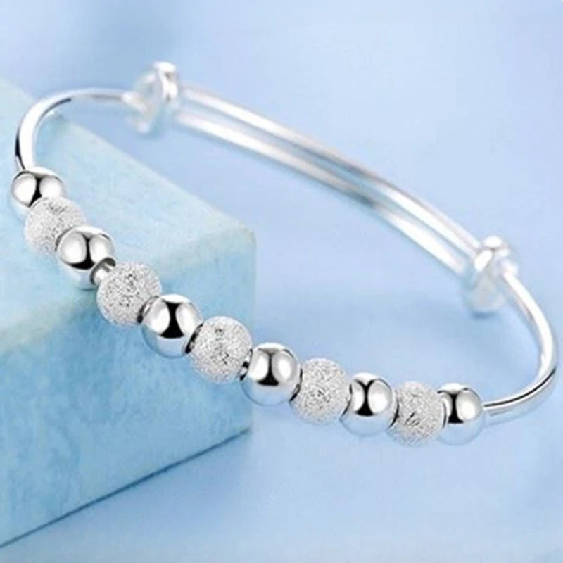 EMESA HOME 925 Sterling Silver Hollow Bell Bangle – Adjustable Fashion Bracelet for Women Party & Wedding Jewelry