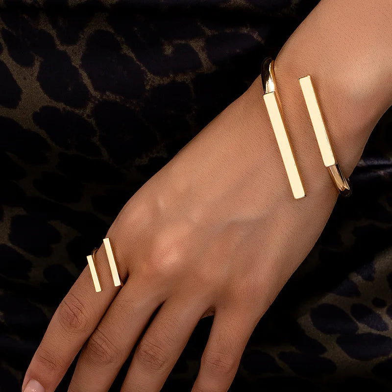 18K Gold Plated Modern Bar Jewelry Set