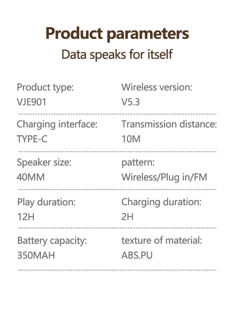 NNEDSZ Black VJE901 Wireless Bluetooth Over-Ear Headphones with Active Noise Cancelling-4