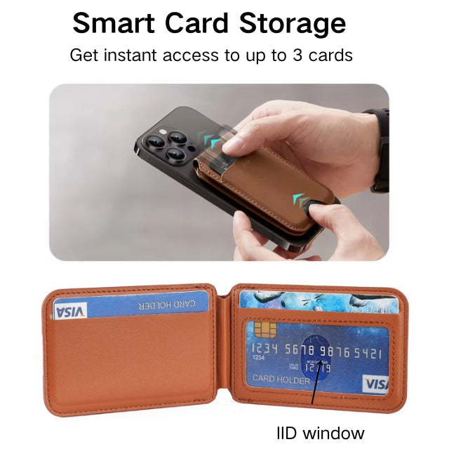 NNEDSZ Dark Purple MagSafe Magnetic Wallet with Stand - PU Leather Card Holder for iPhone-3