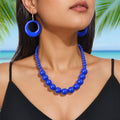 Bohemian Vacation Eye-catching Jewelry set Beads Collar Chunky Necklace and Circle Dangle Earrings Exaggerated Jewelry Set