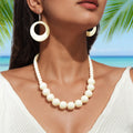 Bohemian Vacation Eye-catching Jewelry set Beads Collar Chunky Necklace and Circle Dangle Earrings Exaggerated Jewelry Set