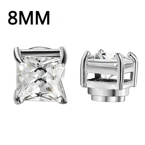 1 Pairs Crystal Strong Magnetic Ear Stud Clip Earrings for Men Women Punk Round Zircon Magnet Earrings Non Piercing Jewelry