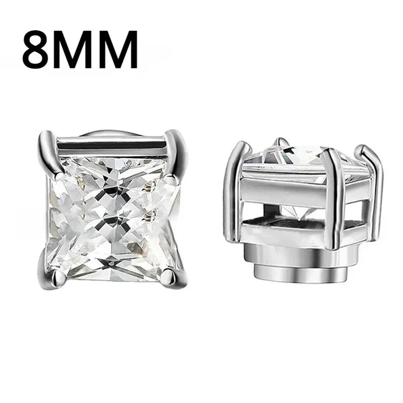 1 Pairs Crystal Strong Magnetic Ear Stud Clip Earrings for Men Women Punk Round Zircon Magnet Earrings Non Piercing Jewelry