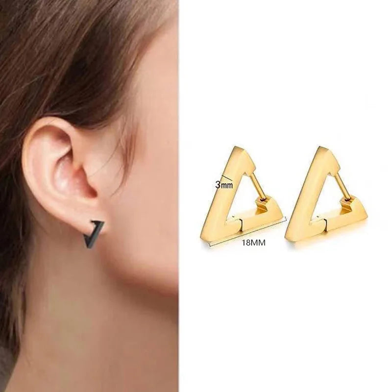 1 Pairs Punk Triangle Earrings - Unisex, Hypoallergenic Stainless Steel for Modern Style & Durability
