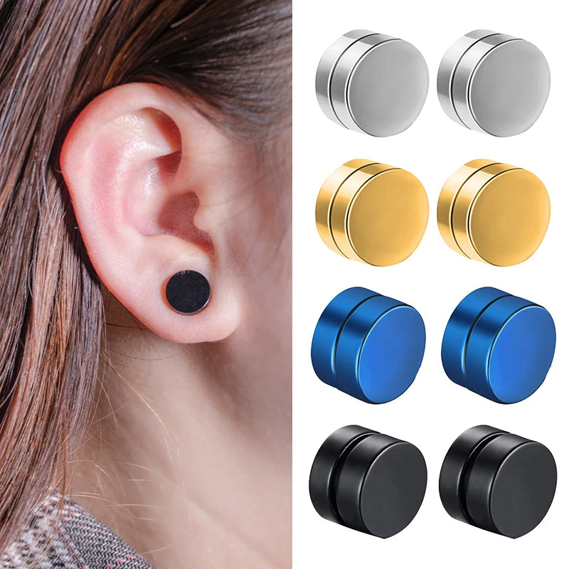 1Pair Fashion Magnetic Clip Ear Stud Non Piercing Earrings Fake Earrings Gift for Men Women Jewelry