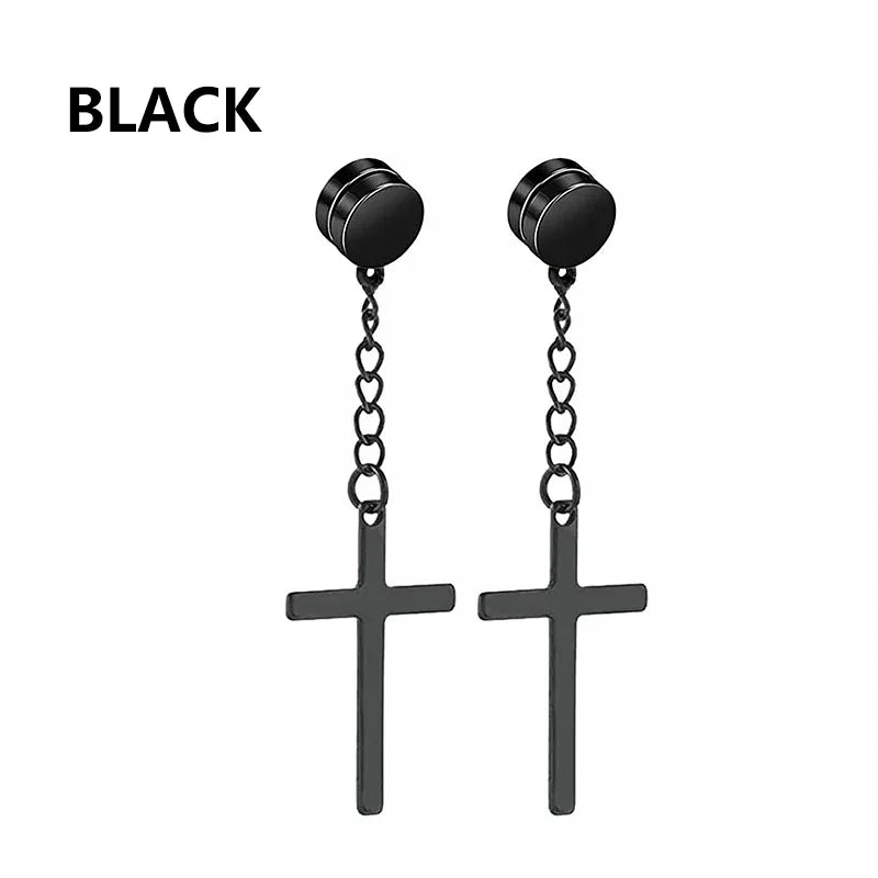 1 Pairs Crystal Strong Magnetic Ear Stud Clip Earrings for Men Women Punk Round Zircon Magnet Earrings Non Piercing Jewelry