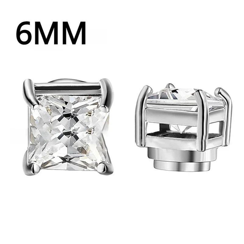 1 Pairs Crystal Strong Magnetic Ear Stud Clip Earrings for Men Women Punk Round Zircon Magnet Earrings Non Piercing Jewelry